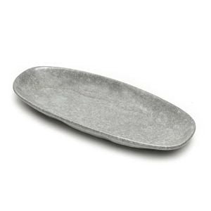 St. Clare Oval Plate Glazed Ceramic 28x13cm Reactive Grey
