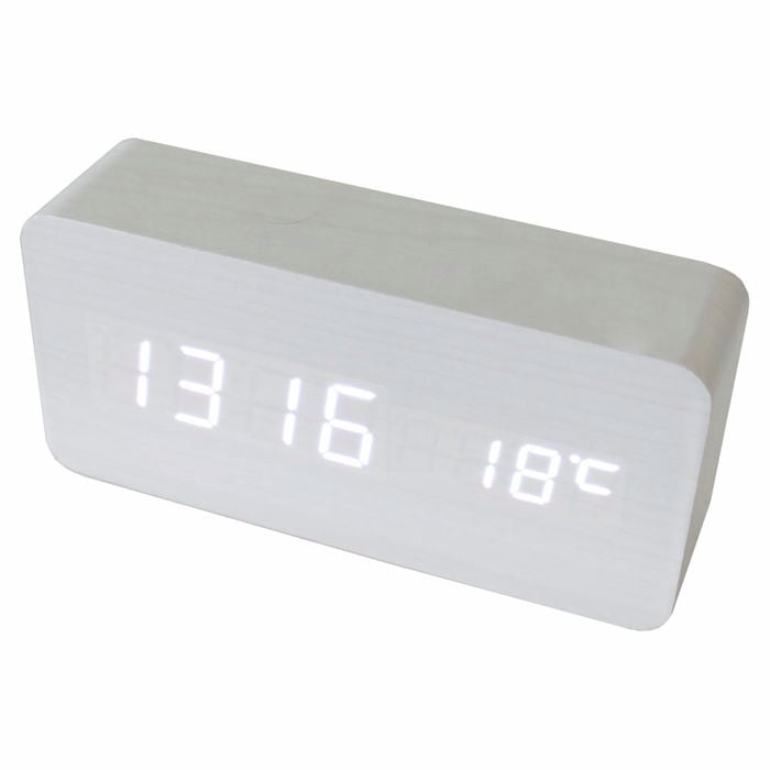 TODO Digital Clock White LED 3 Alarm + Temperature Display - White