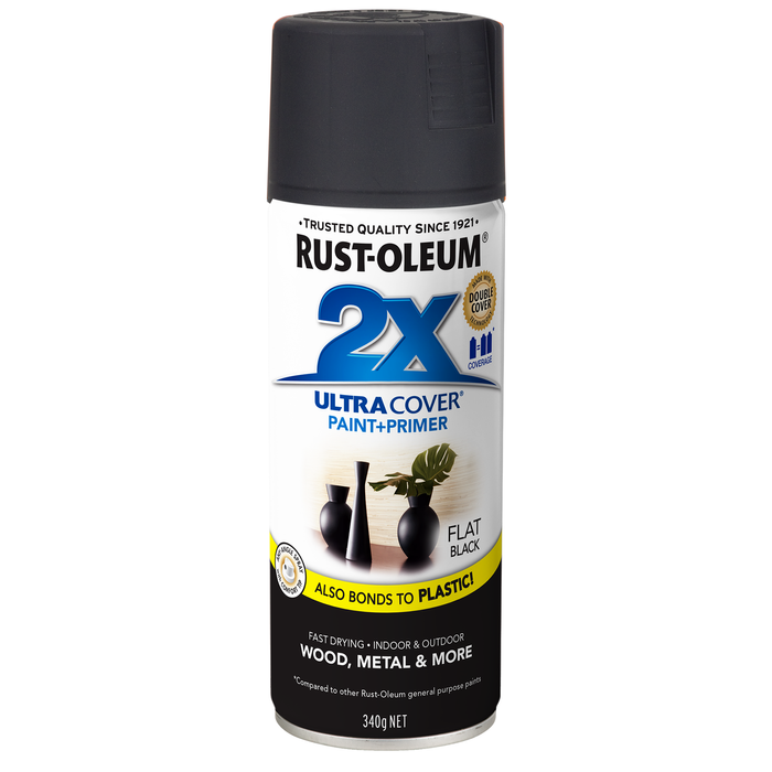 Rust-Oleum 2X Ultra Cover Flat Black Spray Paint 340g