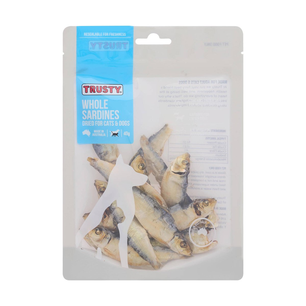 Trusty 40g Whole Sardines Dried Dog And Cat Treats Bunnings New