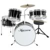 Karrera Mini 4-piece Children Drum Kit Set Wooden With 2 Toms Bass Pedal Snare Stool Metallic Black
