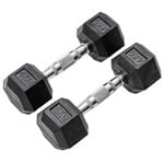 METEOR 4kg Pair Rubber Hex Dumbbells
