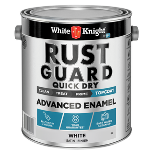 White Knight Rust Guard 4L White Satin Quick Dry Advanced Enamel Paint