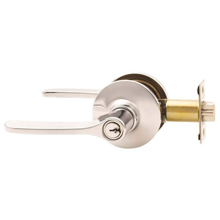 Lockwood Satin Chrome Symmetry Entry Lever Set