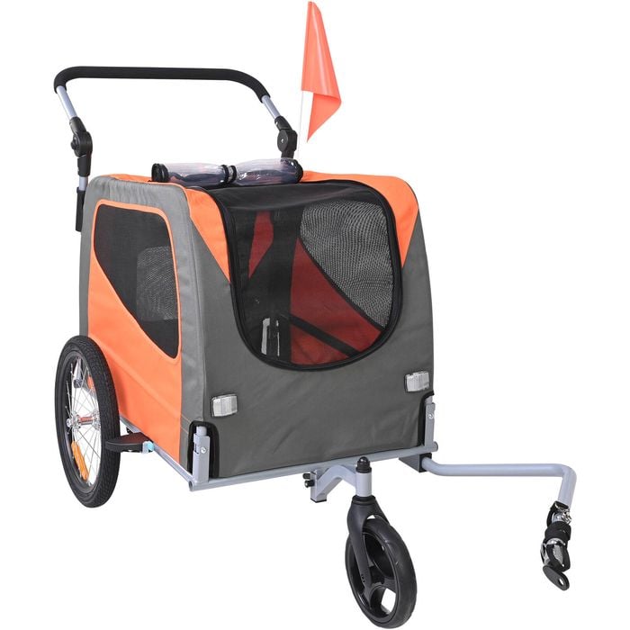 VEVOR Dog Bike Trailer Orange/Gray with Quick Release Wheels for Trainning