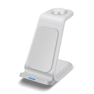 White 3 In 1 Vertical Wireless Charger Dock Charging Station 3 In 1 For Apple Watch Iphone 13 12 11 Xs