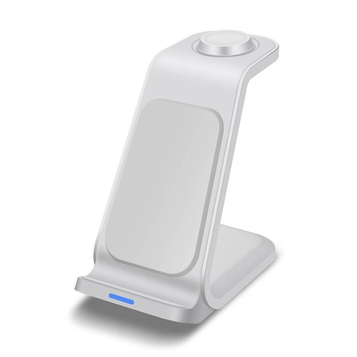 White 3 In 1 Vertical Wireless Charger Dock Charging Station 3 In 1 For Apple Watch Iphone 13 12 11 Xs