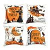 Catzon 4 Pcs Scary Throw Pillow Covers Linen Cushion Case for Decor 45X45cm