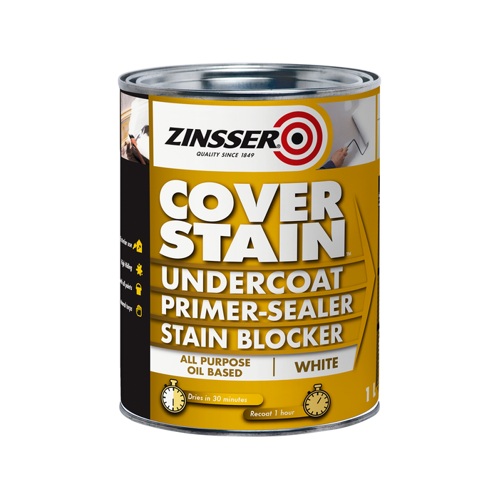 Zinsser 1L Cover Stain Undercoat Primer Sealer Stain Blocker