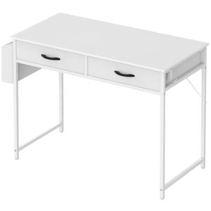 Advwin 100cm Small Desk with 2 Drawers and Storage Bag Makeup Vanity Desk White