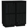 vidaXL 2x Hardwood Pine Sideboards Black Storage Side Door Cabinet Organiser
