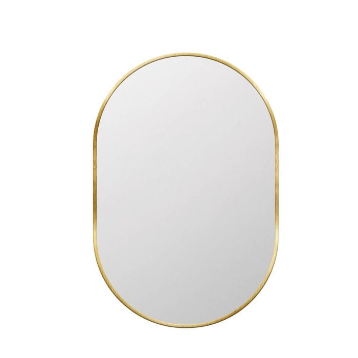 Barelli 750 x 500mm Brushed Brass Modena Pill Shaped Framed Mirror