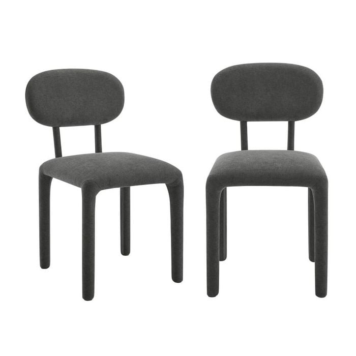 Sophie Dining Chairs Full Upholstered Set Of 2 Charcoal Grey