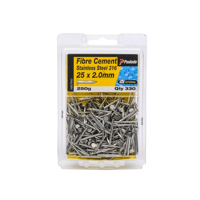 Paslode 25 x 2.0mm 250g Stainless Steel Fibre Cement Nails - 330 Pack