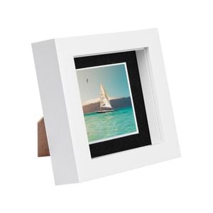 Nicola Spring 4" x 4" White 3D Box Photo Frame - 2" x 2" Mount