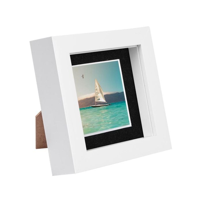 Nicola Spring 4" x 4" White 3D Box Photo Frame - 2" x 2" Mount