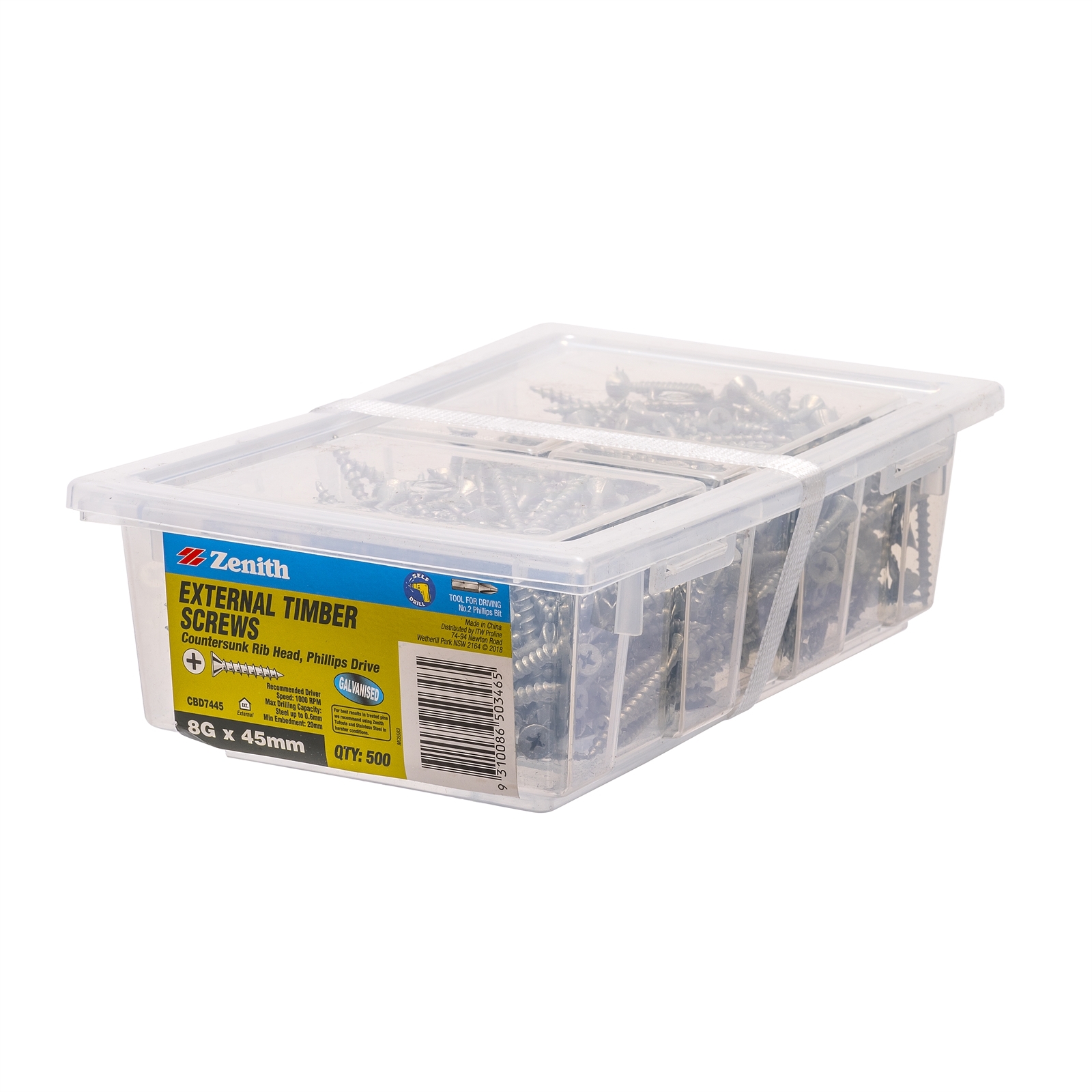 Zenith External Timber Screws Galvanised 8G x 45mm - 500 Pack