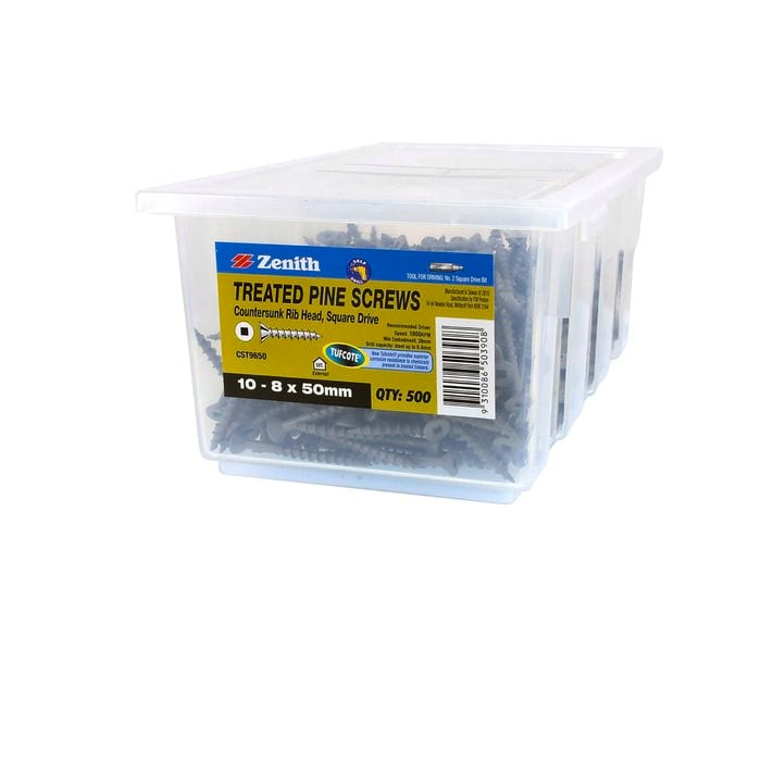 Zenith 10G x 50mm Tufcote® Square Drive Treated Pine Screw - 500 Pack