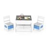 Costway Kids Table And Chairs Set Study Desk W/chalkboard Blue