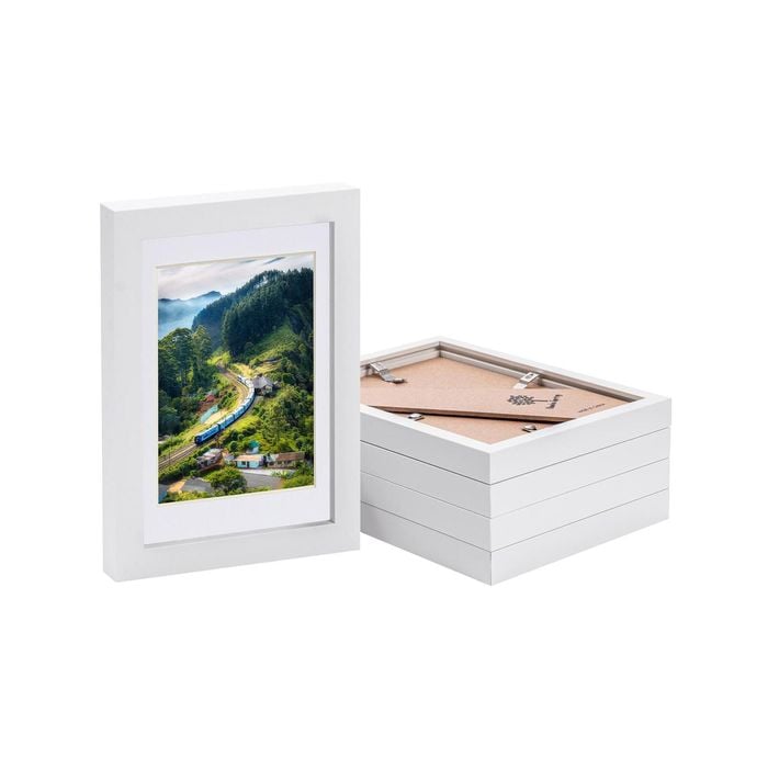 Nicola Spring Photo Frames with 4" x 6" Mount - 5" x 7" - White - Pack of 5