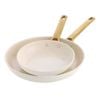 2pc Greenpan Padova Open Frypan Set 26 & 30cm Ceramic Non-Stick Cream White