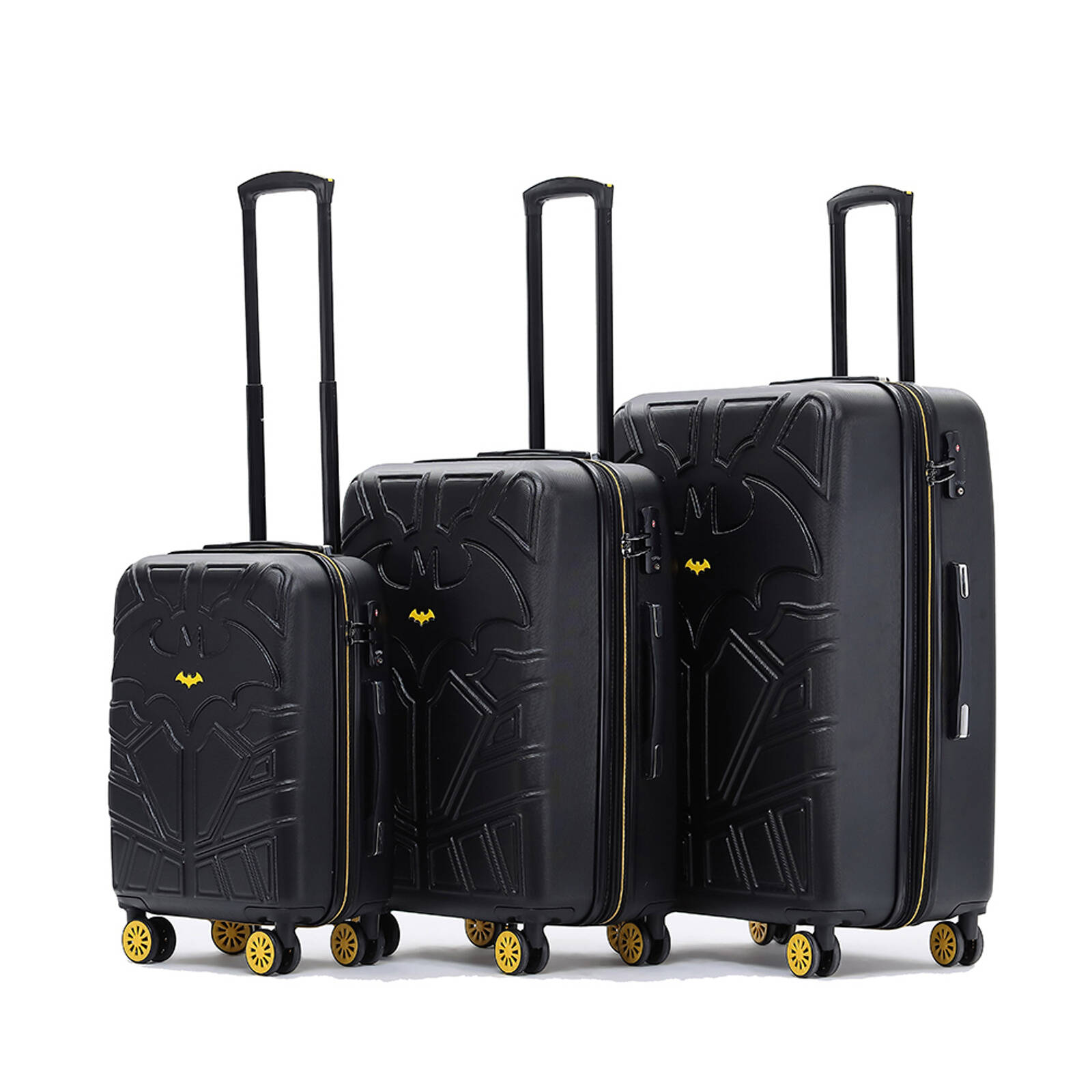 3pc Batman Gotham Hard Shell Travel Suitcase Luggage 4-Wheel Set - Black thumbnail 2