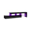Oikiture Entertainment Unit Led Gloss Glass Shelf Black 220cm
