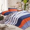 Amsons 100% Cotton King Quilt Cover Set - Kara - White/Blue/Rust