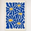 Galrie Vibrant Blue Flowers - Matisse Inspired Abstract Art Print for Home Decor, Wood Frame, A2 42 x 60cm (16 x 24inch)