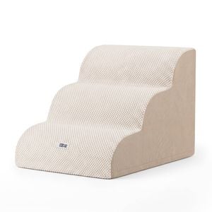 i.Pet Dog Ramp 3 Tier Stairs Ladder Washable Cover for Bed Sofa Foam Step Beige