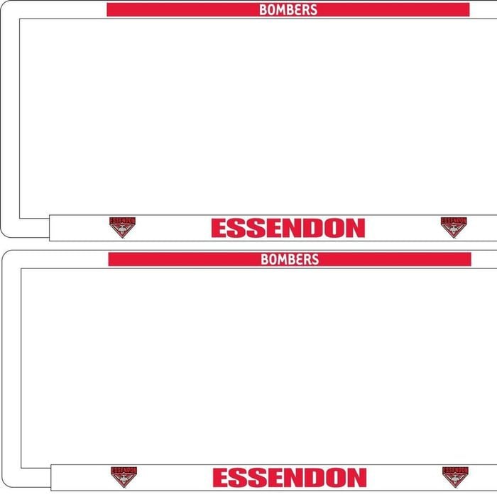 AFL Car Number Plate Frame Set Of Two - Essendon Bombers - Front/Back