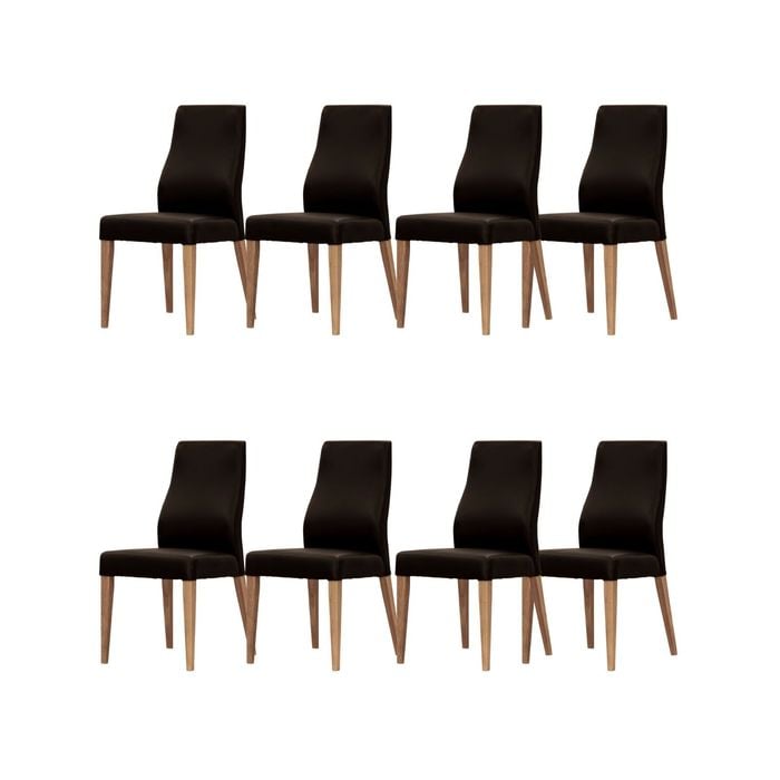 Rosemallow Dining Chair Set of 8 PU Leather Seat Solid Messmate Timber - Black
