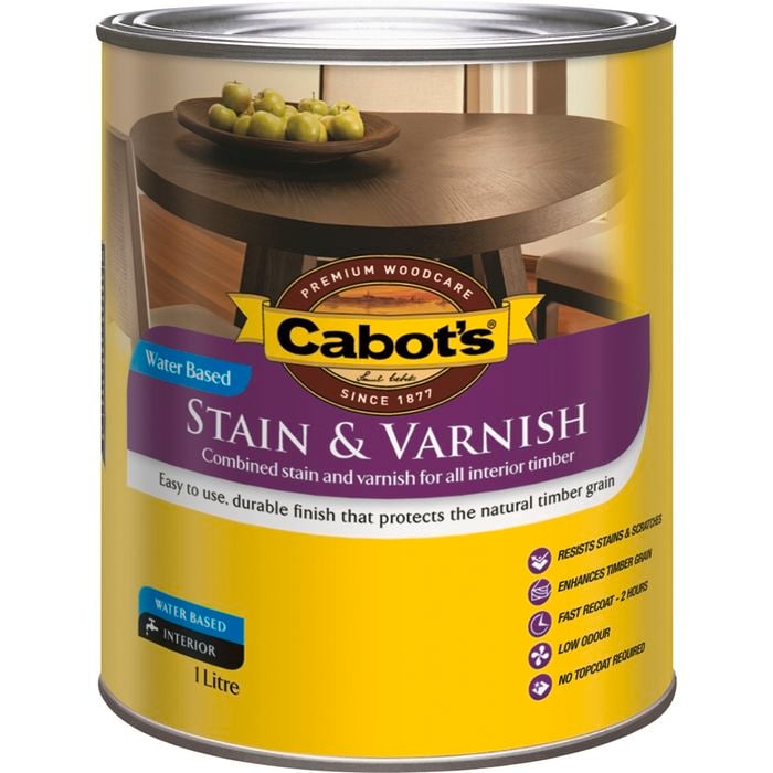 Cabot's 1L Jarrah Stain Water Based Stain And Varnish