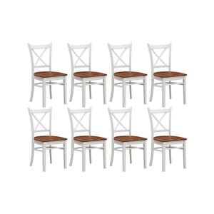 Lupin Dining Chair Set of 8 Crossback Solid Rubber Wood Furniture - White Oak
