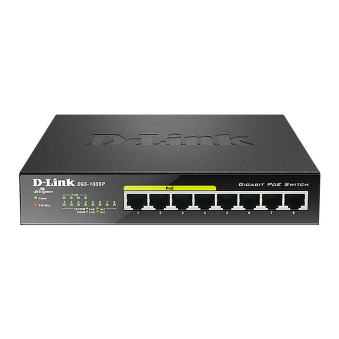 D-Link DGS-1008P 8-Port Gigabit PoE+ Unmanaged Switch (Metal Housing)