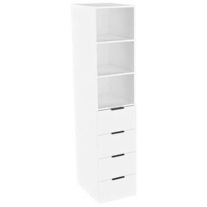 Lugna 2048 x 450 x 580mm White Ready to Assemble Robe Insert 2 Shelf 4 Drawer Unit - White