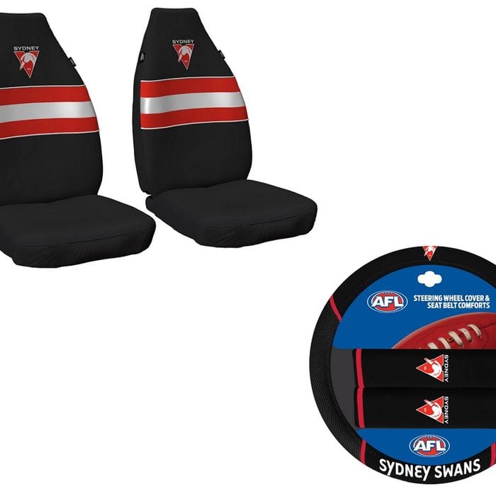 Sydney Swans Official Afl Seat Cover And Steering Wheel Cover Combo *new Logo*
