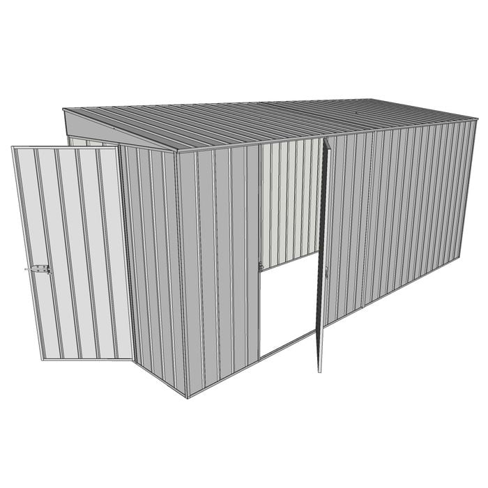 Build-a-Shed 1.5 x 4.5 x 2m Single Hinged Skillion Shed with Hinged Side Door - Zinc