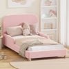 Oikiture Kids Bed Frame Single Side Guard Rails Boucle Pink