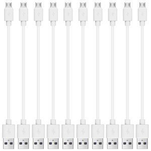 iWill 10 Pack 20cm Short Data Transfer Charger Charging Micro USB Cable Cord for Android Phone Tablet Bulk White TPE