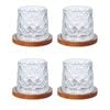 2x 2pc Davis & Waddell Fine Foods Etched 290ml Whisky Glass w/ Coasters Clear