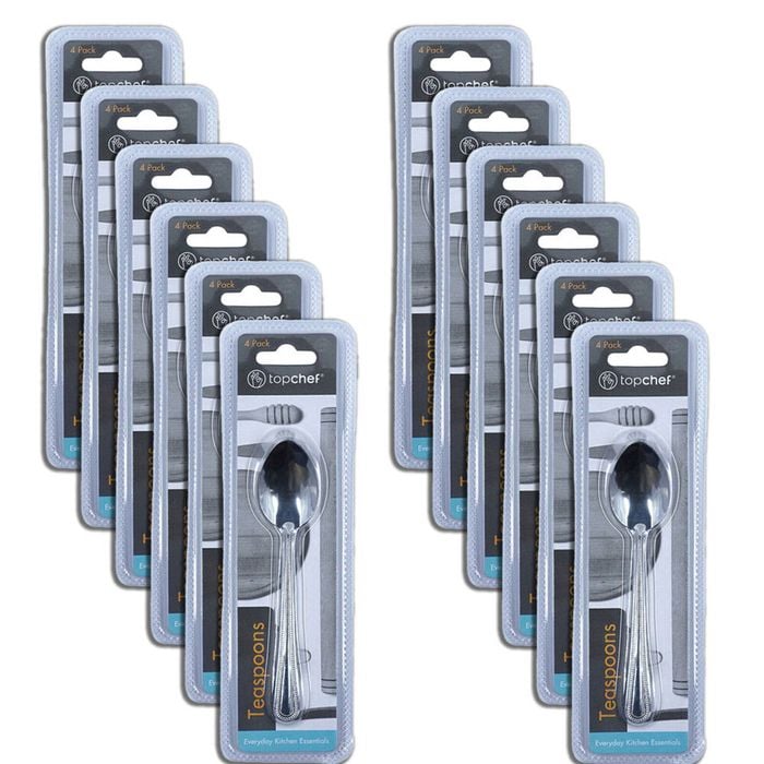 12x 4pc Topchef Stainless Steel Teaspoons Cutlery Set 13.5cm Silver