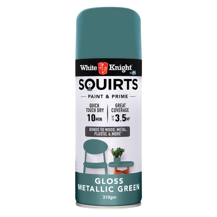 White Knight 310g Metallic Green Gloss Squirts Spray Paint