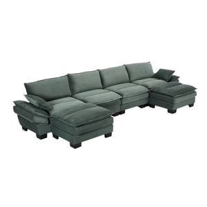 Homfurn 5 Seater Modular Sectional Sofa, Green