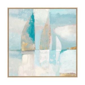 Artey | Blue Sails II - Framed Canvas - Natural Frame - 120 x 120cm