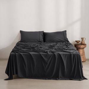 Dreamaker Superfine Washed Microfibre Sheet Set Black Super King Bed
