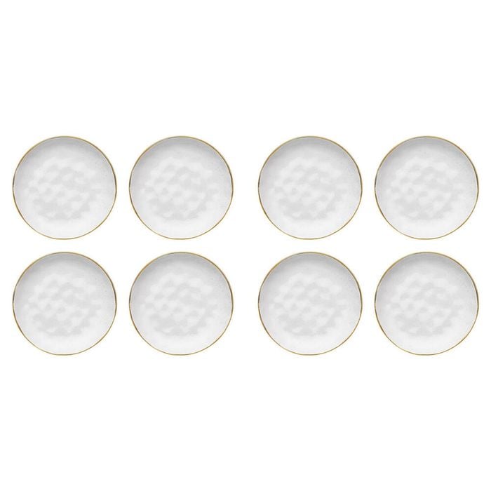 8pc Ecology Speckle Stoneware Cake Plate Tableware - Milk/Gold