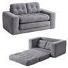 Advwin Folding Sofa Bed 2 in 1 Convertible Floor Loveseat Sofa Fold Out Corduroy Sleeper Couch w/ 2 Pillows Grey