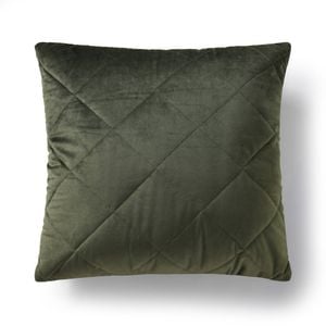 Dreamaker Haven Velvet Quilted Cushion Olive 50x50cm