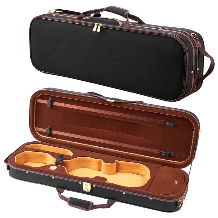VEVOR 4/4 Full Size Violin Case Black Built-in Hygrometer with Plush Lining